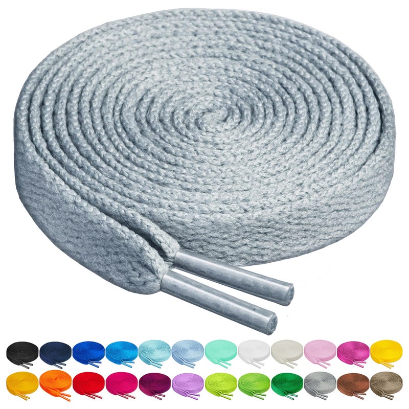 Birch Shoelaces in 27 Colors Flat 5/16" Shoe Laces in 4 Different Lengths (45.5" (115cm), Gray) - Image 1